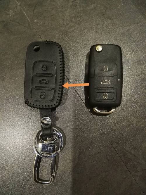 VW 3 Button Key Leather Case For Polo , Golf 5, 6