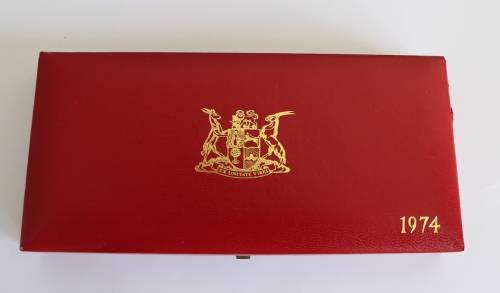 1974 Long Proof Set with SILVER R1 - Stunning toning on 1c & 1/2 cents - No Gold coins