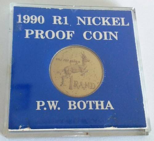 1990 R1 Proof Coin - PW BOTHA (in original casing)