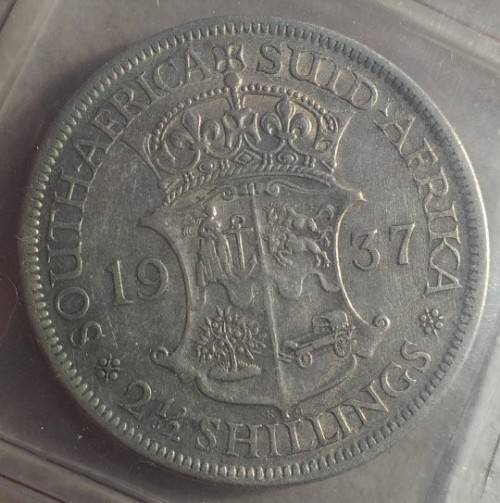 1937 Collection of Union of South Africa: incl SILVER HALF CROWN + TWO + ONE SHILLING