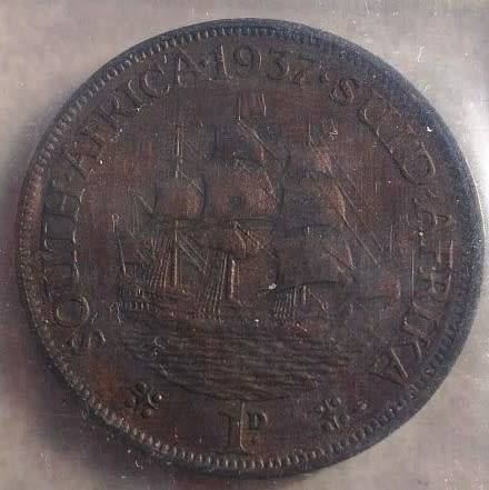1937 Collection of Union of South Africa: incl SILVER HALF CROWN + TWO + ONE SHILLING