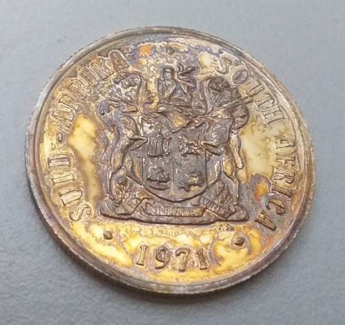 1971 SA Long Proof Set with SILVER 15g One Rand (no gold) - GOLDEN TONED SPRINGBOK!!!