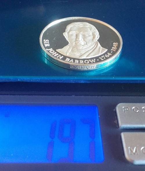 SA PIONEER Medal 19,7g - STERLING SILVER by CAPE MINT in 1980 (.925) - Sir John Barrow (1764-1848)