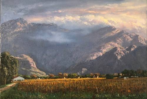 Lovely Casey van der Leek original oil painting on stretched canvas (35 x 25 cm).