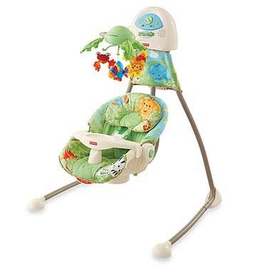 FISHER PRICE RAINFOREST OPEN TOP CRADLE SWING