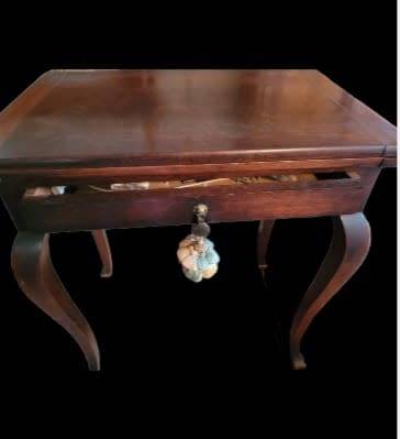 Reproduction revival stinkwood card table with Cabriole legs and single drawer underneath. 20th Cent