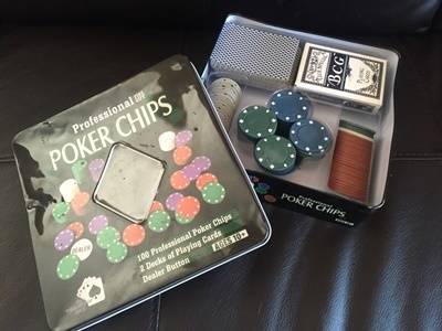 Vintage Boxed in Tin Complete POKER SET nice Gift crazy R1.00