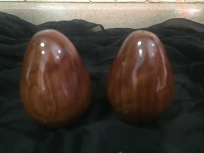 Vintage wooden Salt and Pepper pot, solid heavy dark wood