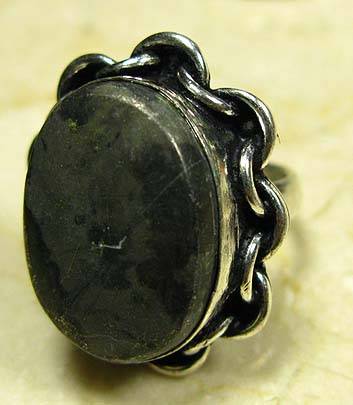 UNUSUAL DARK JASPER  RING   IN  925 STERLING SILVER