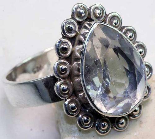 BEAUTIFUL .925 SILVER AND  CRYSTAL  QUARTS RING