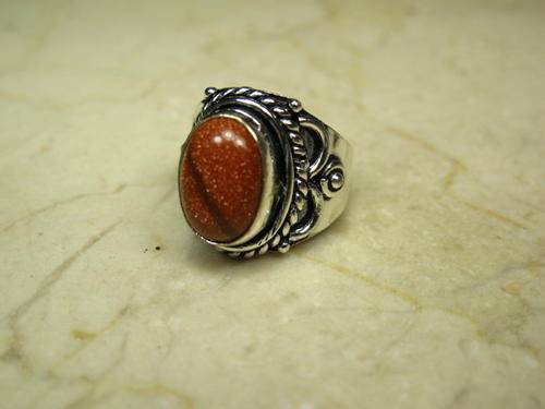 GLITTERING SUN SITARA RING STERLING SILVER PLATED