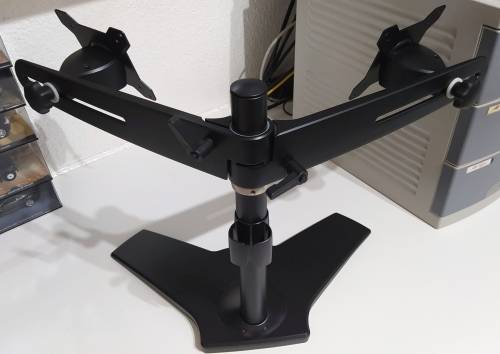 Aavara Dual Monitor Desk Stand - holds two 24` LCD/LED Monitors (as new)