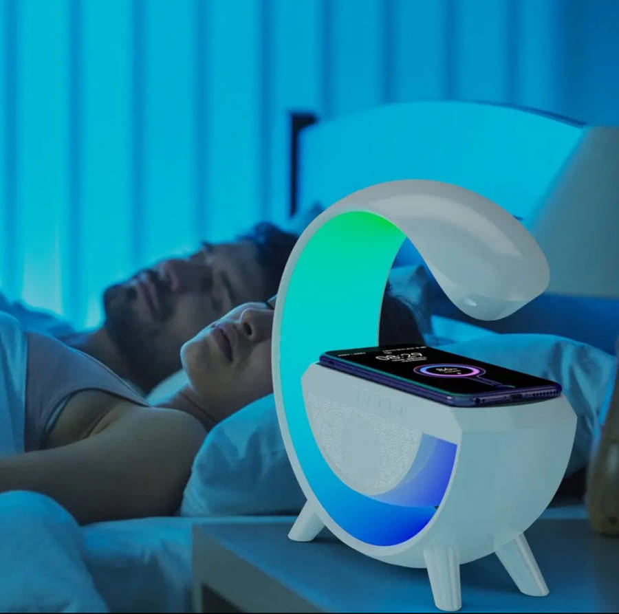 Wireless Phone Charging RGB LED Lamp & Speaker with FM Radio