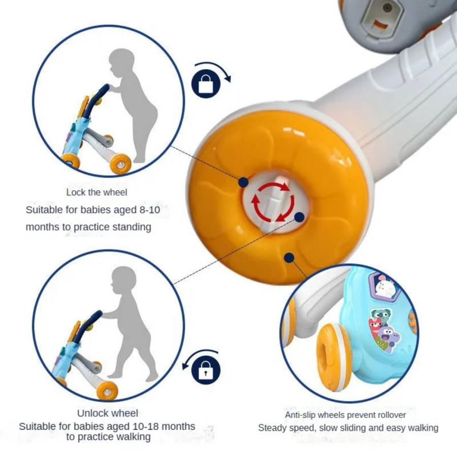 2-in-1 Baby Push Walker-blue