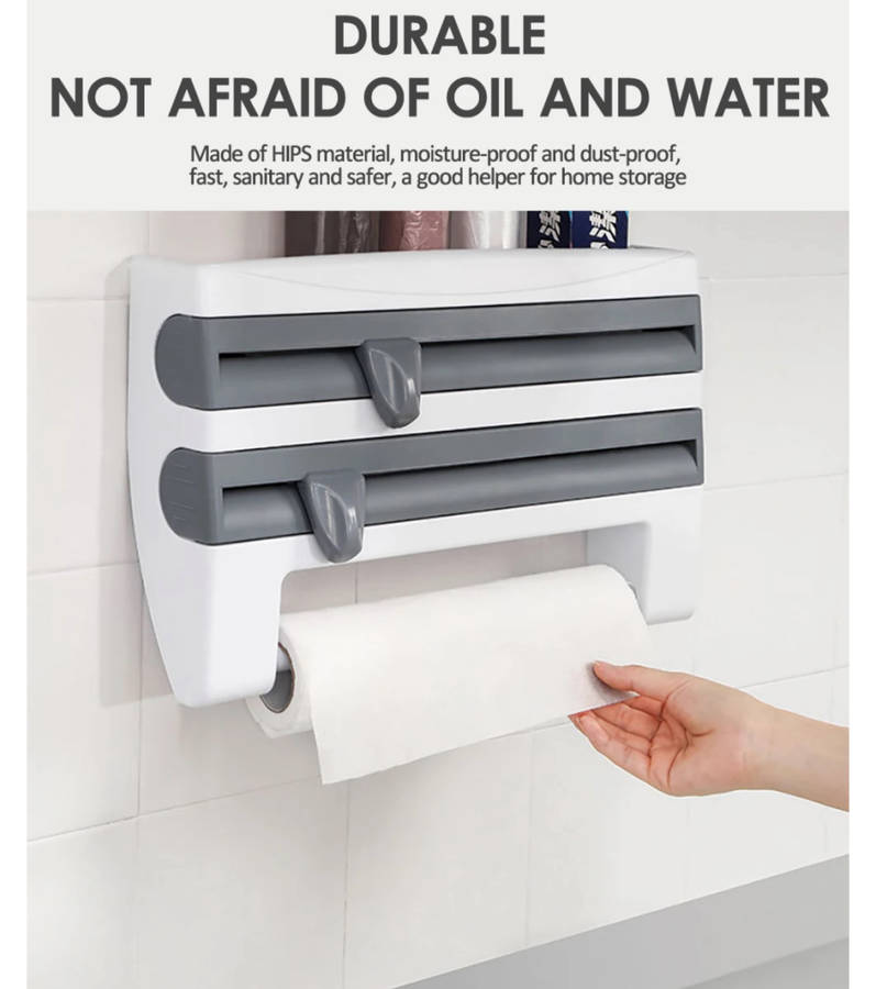 Creative kitchen shelf organiser cling film station