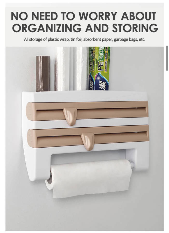 Creative kitchen shelf organiser cling film station