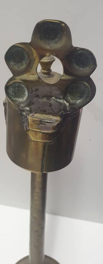 Antique Dutch Brass wall mounted Snotneus Oil lamp 19th Century