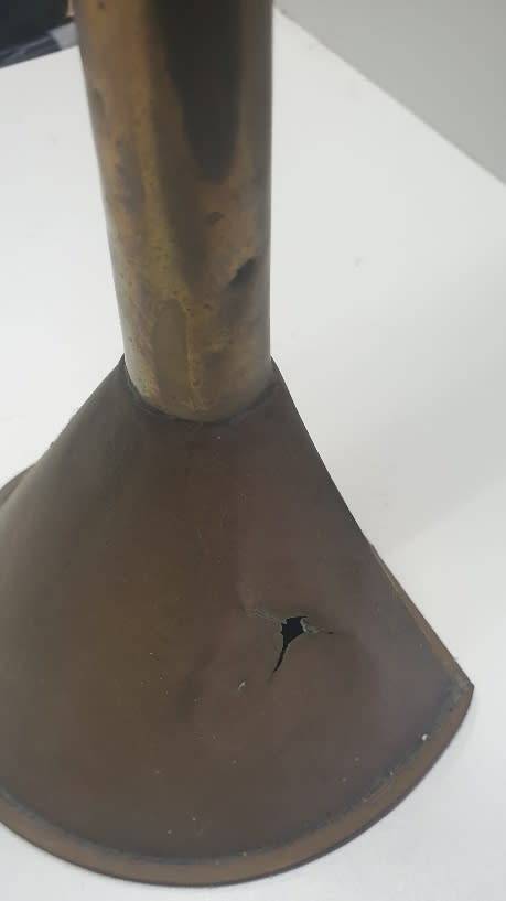 Antique Dutch Brass wall mounted Snotneus Oil lamp 19th Century