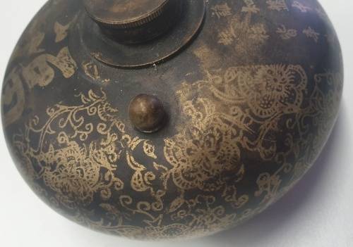 Antique Chinese brass bed warmer. 19th Century