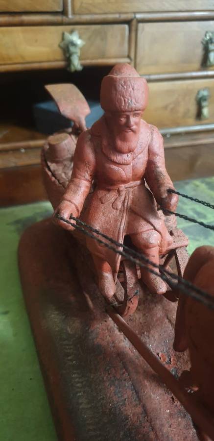 Pre 1917 Metal Russian Cossack on a Troika Sled.