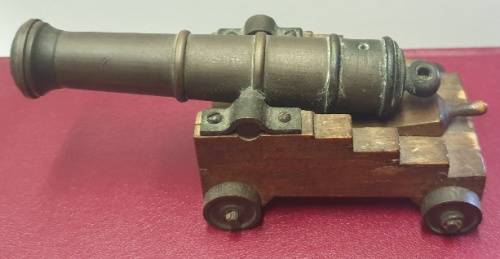 Antique Bronze and wooden toy/display Cannon. Circa 1864?
