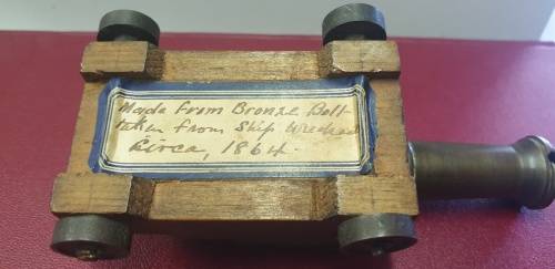 Antique Bronze and wooden toy/display Cannon. Circa 1864?
