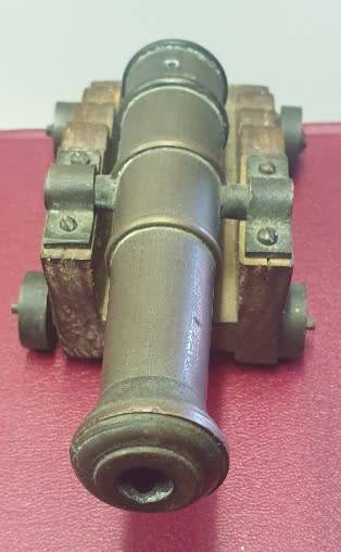 Antique Bronze and wooden toy/display Cannon. Circa 1864?