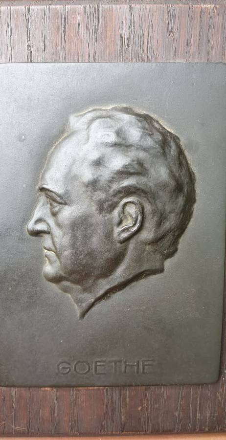 Vintage Johann Wolfgang von Goethe Bronze Plaque. Signed by DUATERT