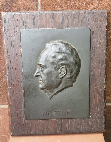 Vintage Johann Wolfgang von Goethe Bronze Plaque. Signed by DUATERT