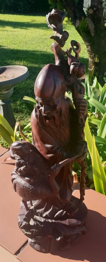 Shou Lao God of Longevity Wooden Carved Statue