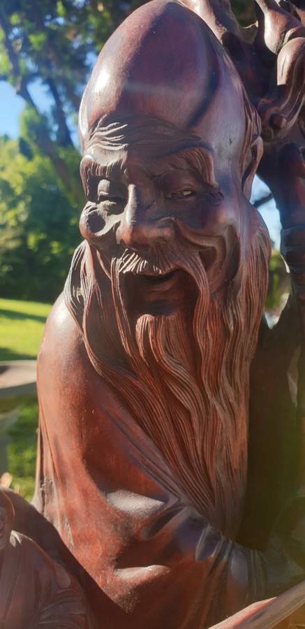 Shou Lao God of Longevity Wooden Carved Statue