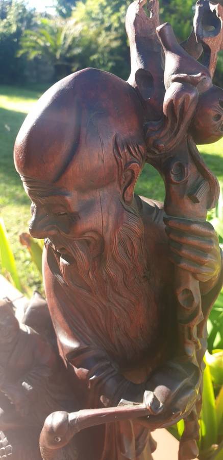 Shou Lao God of Longevity Wooden Carved Statue