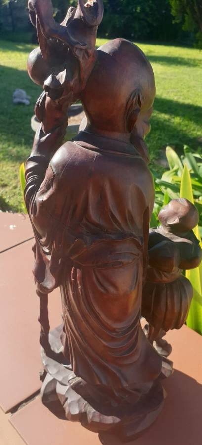 Shou Lao God of Longevity Wooden Carved Statue