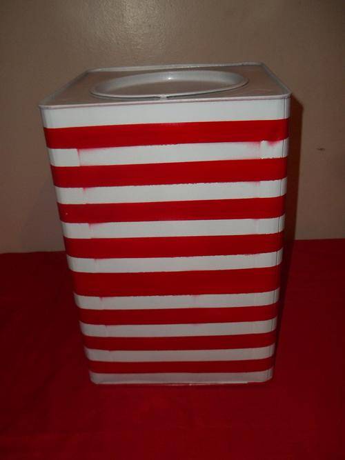 LOVELY RED AND WHITE STRIPE TIN