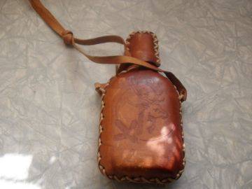 LOVELY WHISKEY  BOTTLE WITH GENUINE LEATHER COVER