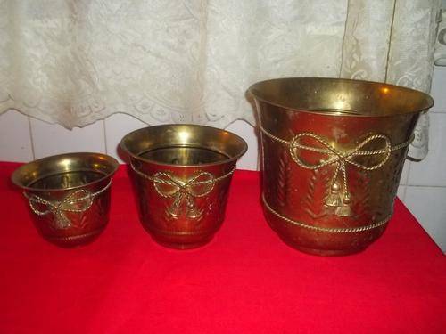 LOVELY SET OF BRASS PLANTERS