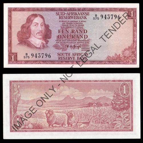 #  T W de JONGH  - One Rand (Afr/Eng/)  -  1975 - 3rd ISSUE  -  B575  -  Unc  #