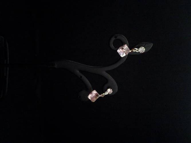 costume jewelry light pink crystal sqaures