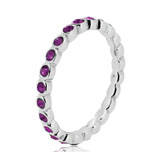 Outstandingly Exquisite Sterling Silver Eternity Stack Ring with created Amethyst