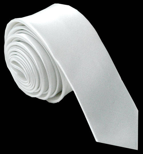 skinny satin tie white