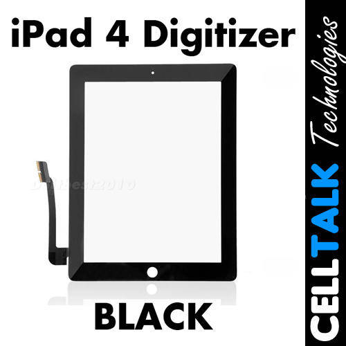 iPad 4 OEM Digitizer Glass With Adhesive for Apple iPad 4 - BLACK