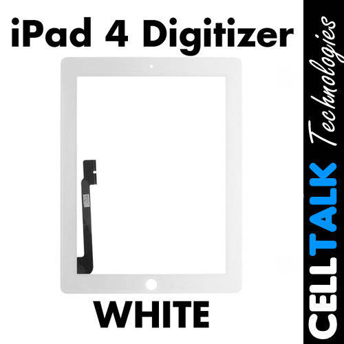 iPad 4 OEM Digitizer Glass With Adhesive for Apple iPad 4 - WHITE