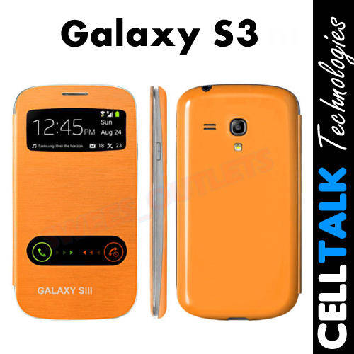 Samsung Galaxy S3 i9300 Flip Window Case ORANGE