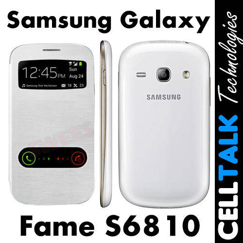Slim Flip Leather Battery Back Cover Case For Samsung Galaxy Fame S6810 WHITE