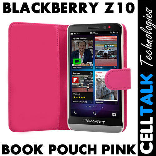 Flip Pouch Leather Case For Blackberry Z10 PINK
