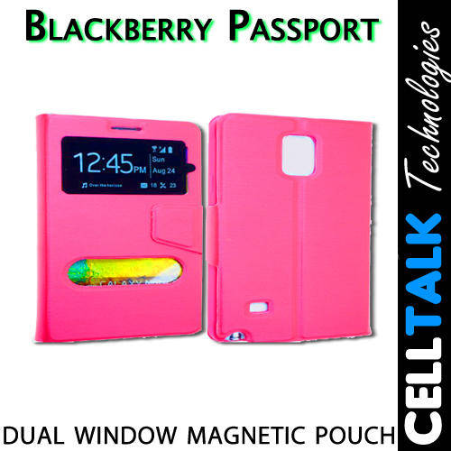 Blackberry Passport  Dual Window Magnetic Book Pouch **PINK**