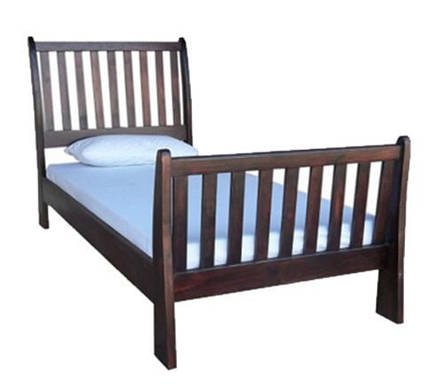 BUD SLEIGH BED (SINGLE) MAHOGANY/WHITE/OREGON