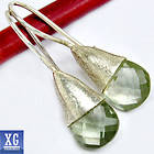 Green Amethyst Earrings, 925 Silver