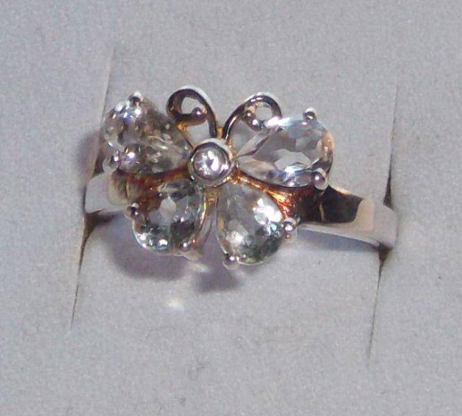 Butterfly Aquamarine Ring, 925 Silver