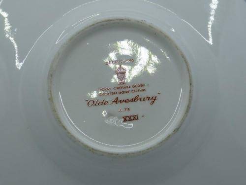 ROYAL CROWN DERBY DEMI TASSE AND SAUCER HAND PAINTED IN THE OLDE AVESBURY PATTERN A 73.